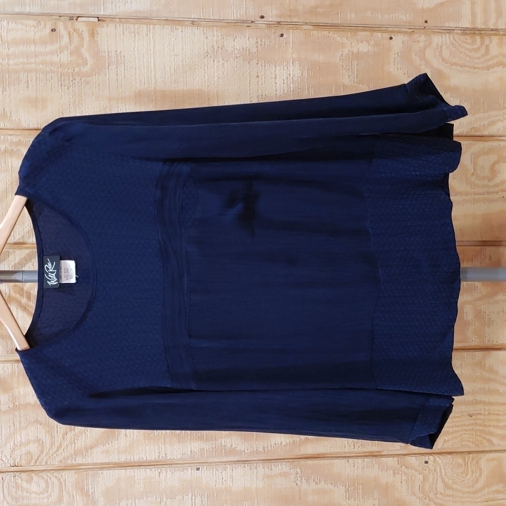 Wild Rose Navy Textured Long Sleeve Top Size 8